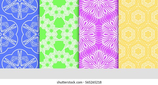 set of decorative geometric ornament. styish floral seamless pattern. for print, wallpaper, decor, fabric