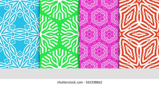 set of decorative geometric ornament. styish floral seamless pattern. for print, wallpaper, decor, fabric