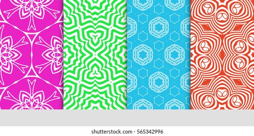 set of decorative geometric ornament. styish floral seamless pattern. for print, wallpaper, decor, fabric