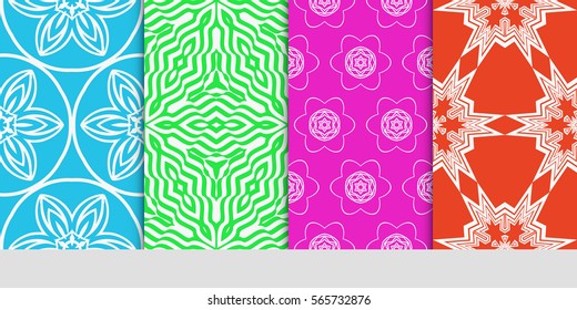 set of decorative geometric ornament. styish floral seamless pattern. for print, wallpaper, decor, fabric