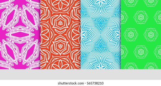 set of decorative geometric ornament. styish floral seamless pattern. for print, wallpaper, decor, fabric
