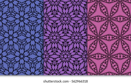 set of decorative geometric ornament. stylish floral seamless pattern. for print, wallpaper, decor, fabric