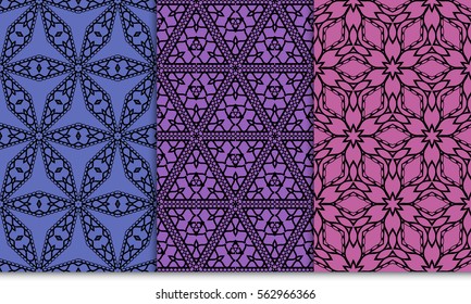 set of decorative geometric ornament. stylish floral seamless pattern. for print, wallpaper, decor, fabric