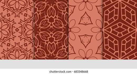 set of decorative geometric pattern. modern vector illustration. brown color. for design, wallpaper, fabric
