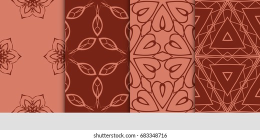 set of decorative geometric pattern. modern vector illustration. brown color. for design, wallpaper, fabric