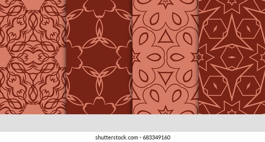 set of decorative geometric pattern. modern vector illustration. brown color. for design, wallpaper, fabric