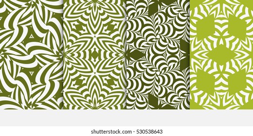 set of decorative Geometric seamless pattern. Modern ornament. green color. Vector illustration. For the interior design, wallpaper, decoration print, fill pages