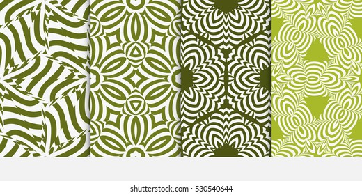 set of decorative Geometric seamless pattern. Modern ornament. green color. Vector illustration. For the interior design, wallpaper, decoration print, fill pages