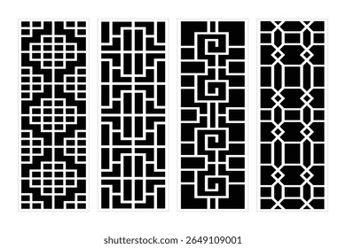 Set Of Decorative Geometric Seamless Patterns Traditional Chinese Lattice Ornaments For Interior And Exterior Design