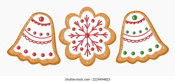 Conjunto de decorativos de pan de jengibre de cocina clásica para Navidad y Año Nuevo