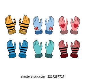 Juego de guantes decorativos Vector colorido 