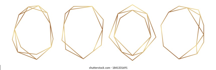 Set of decorative golden frames for wedding invitations.