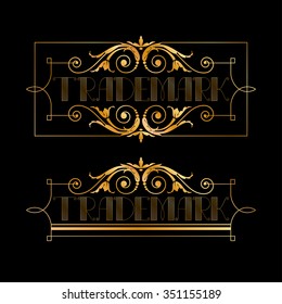 Set of decorative golden horizontal frames. Floral frame with copyspace for your text.