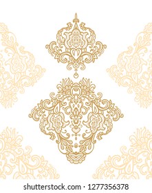 Set of decorative golden ornaments on white background