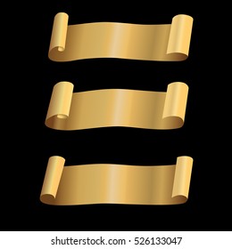 set of decorative golden   ribbon on a black background