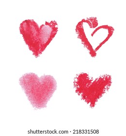 Set of decorative graphic colored hearts sign