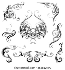 Set of decorative graphic design elements in retro style