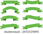 Set of decorative green ribbon banners isolated on white, Green Bow With Ribbons Set, With Gradient Mesh, Vector Illustration, Vector green ribbons.Ribbon banner set,Ribbon banner set, Green ribbons. 