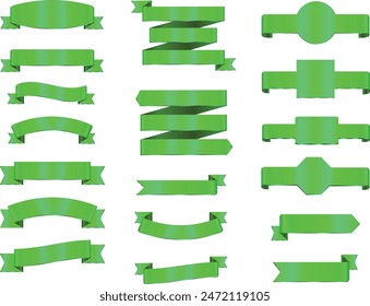 Set of decorative green ribbon banners isolated on white, Green Bow With Ribbons Set, With Gradient Mesh, Vector Illustration, Vector green ribbons.Ribbon banner set,Ribbon banner set, Green ribbons. 