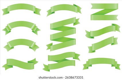 Set of decorative green ribbon banners isolated on white, Green Bow With Ribbon Set, With Gradient Mesh, Vector Illustration, Vector green ribbons. Ribbon banner set, Ribbon banner set, Green ribbons.