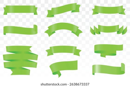 Set of decorative green ribbon banners isolated on white, Green Bow With Ribbon Set, With Gradient Mesh, Vector Illustration, Vector green ribbons. Ribbon banner set, Ribbon banner set, Green ribbons.