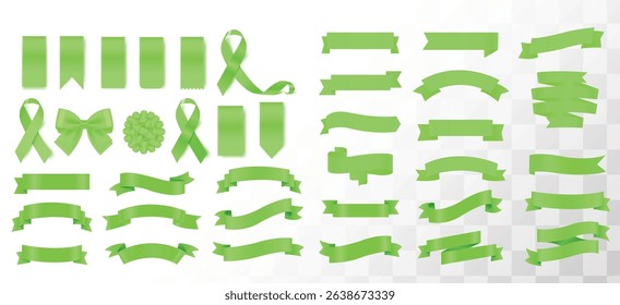 Set of decorative green ribbon banners isolated on white, Green Bow With Ribbon Set, With Gradient Mesh, Vector Illustration, Vector green ribbons. Ribbon banner set, Ribbon banner set, Green ribbons.