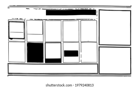 Set of decorative grunge frames, illustration.