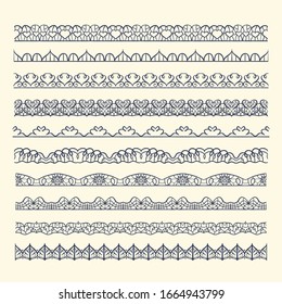 set of decorative hand drawn border