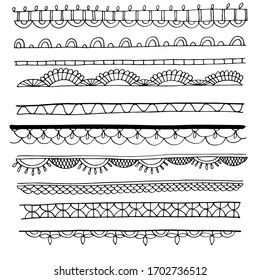 set of decorative hand drawn border