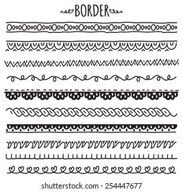 set of decorative hand drawn border