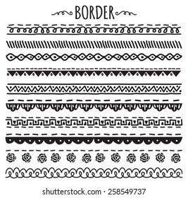 set of decorative hand drawn border