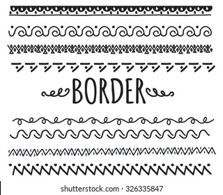 set of decorative hand drawn border