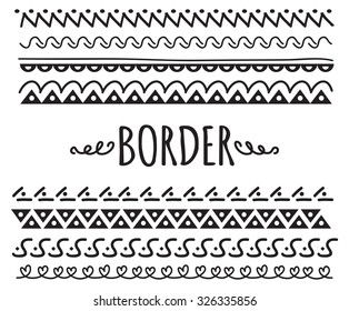 set of decorative hand drawn border