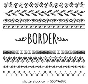 Set of decorative hand drawn border