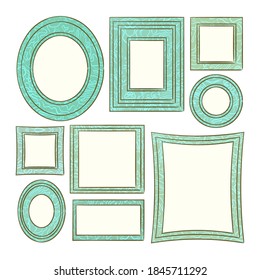 Set of decorative hand drawn picture frames.