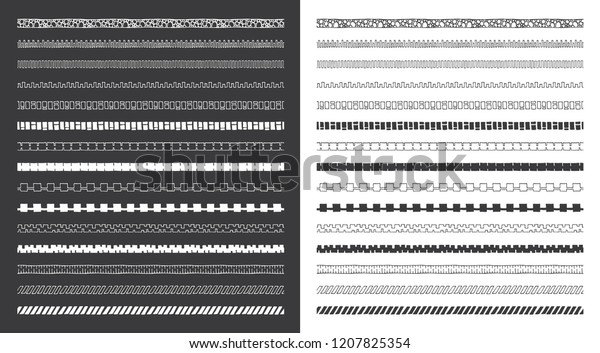 Set\
of decorative hand drawn vector borders. Hand drawn tribal and\
geometric design elements. Pattern brushes\
included.