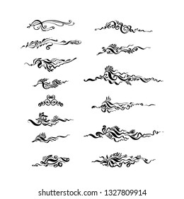 set of decorative hand-drawn elements. ink and brush vector illustration