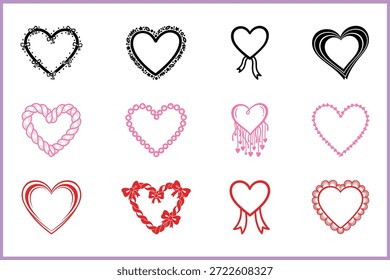 Conjunto de ilustraciones decorativas del Clipart del Vector del corazón