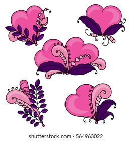 Set of decorative hearts