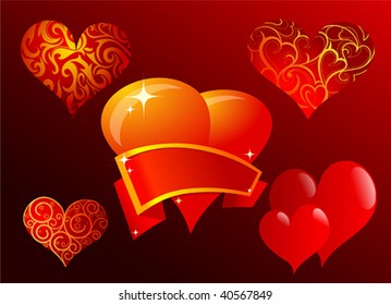 Set of decorative heart-shapes