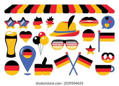 Set of decorative holiday elements in colors of German flag