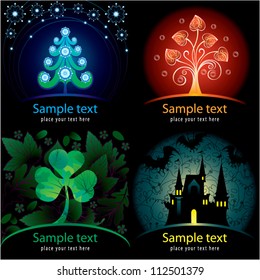 Set of decorative holidays cards