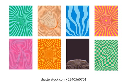 Set of decorative illustrations full of retro vibes background