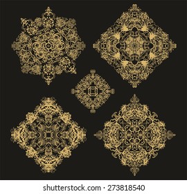 Set of decorative isolated rosettes