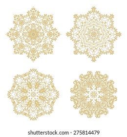 Set of decorative isolated rosettes