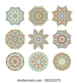 Set of decorative isolated rosettes