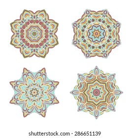 Set of decorative isolated rosettes