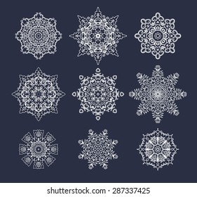 Set of decorative isolated rosettes