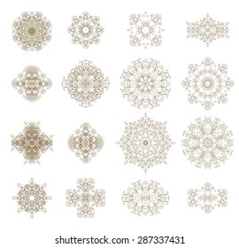 Set of decorative isolated rosettes