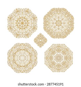 Set of decorative isolated rosettes